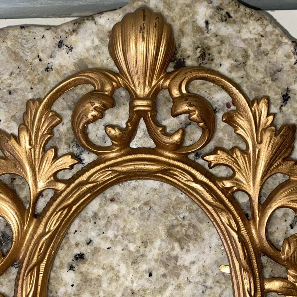 Antique Vintage 1920’s Brass Victorian Standing Easel Frame Gold Gilt Ornate